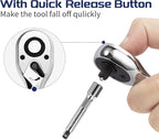 1/2-Inch Drive Ratchet Wrench, 1/2 Ratchet Wrench Long Handle, Socket Wrench, 72-Tooth Quick-release Reversible Cr-Mo Head, Chrome Steel Made - 20''51cm