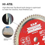 10-Pack 6-1/2" 60-Tooth 5/8" Arbor Woodworking Circular Saw Blade,Ultra Finish/General Purpose,Special Anti-Thermal Adhesion Coating on Cutting Edge-TA,High Finish, Long Life,6-1/2" 60T 5/8"