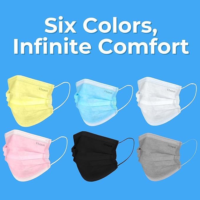 Litepak 125-Pack Disposable Face Mask Premium Comfort Earloops with Dispenser Box (White)