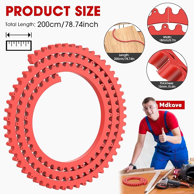 Flexible Router Edge Guide,Professional Router Templates for Woodworking Accessories,Flexible Curve Guide for Precise Thread Border, Curve and Arc Angle Positioning(RED 78INCH)