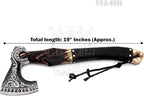 SHINY CRAFTS-Axes Handmade Viking Axe Hatchet Norse Battle Axe-Valhalla Runic Axe, Carbon Steel Viking Axe Head, Engraved Handle, Wolf Camp Axe, Genuine Leather Sheath & Wrap (VBA 06)