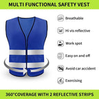 Safety Vest, Reflective High Visibility Construction Vest for Men, Work, Cycling, Runner, Surveyor, Volunteer, Road