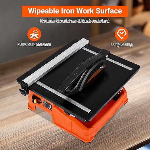 7 inch Wet Tile Saw, 6500 RPM & Pure Copper Motor, Bevel cuts tile from 0 to 45, Tile Cutter Wet Saw with Water Reservoir for Cutting Tiles and Stones, for DIY Enthusiasts