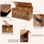 39.4" Storage Chest, Wooden Storage Bench, Large Storage Trunk with 2 Safety Hinges, Entryway Shoes Bench for Living Room, Bedroom, Rustic Brown