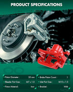 SCITOO 19-B2780A 19-B2781A Disc Brake Calipers Assembly with Bracket Red Fit For Nissan Altima 2007-2012,For Nissan Juke 2011-2017,For Nissan Maxima 2007-2008,For Nissan Sentra 2011-2012 2014-2016