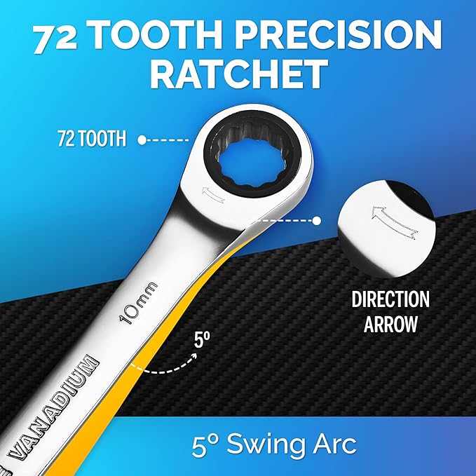 TOOLGUARDS 10mm Wrench - Ratcheting Wrench - Slim Profile - Ratchet wrench - 100% Lifetime Satisfaction Guarantee