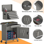5-Drawer Rolling Tool Chest,Garage Storage Tool Box with Wheels,Lockable and Detachable Tool Cabinet,Heavy Duty Metal Tool Cart with Wheels for Garage,Warehouse,Workshop (Gray)