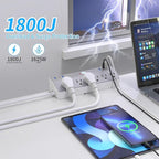 Clamp Power Strip Tall, 40W Fast Charging Station,Desk Mount Desk Shelf with 6 Outlets 6USB Ports (2USB C), 10Ft Extension Cord Home Office Essentials, Fit 2.48" Tabletop Edge
