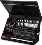 Montezuma – XL450B – 36-Inch Portable TRIANGLE Toolbox – Multi-Tier Design – 16-Gauge Construction – SAE and Metric Tool Chest – Weather-Resistant Toolbox – Lock and Latching System, Black
