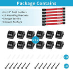 6 Pieces 12" Magnetic Tool Holder Strip, Red Magnet Bar, Metal Tool Organizer Rack for Garage Organization, Easy To Install in Workshop, Mounting Screws Included