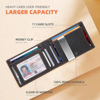 RUNBOX Slim Wallets for Men - Leather Money Clip Mens Wallet - RFID Blocking Front Pocket Bifold Wallet - Thin Credit Card Holder with Gift Box