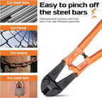 KSEIBI 141585 Heavy-Duty Medium Size Bolt Cutter 24" for Cutting Fence, Steel Wire, Chain, Screws, Rivet, and Medium Padlock, with Soft Grip Rubber Ergonomic Handle Cutters