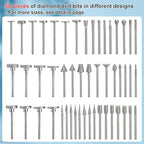 CNQLIS 50 Pcs Diamond Burr Set Coated Grinding Stone Carving Bits, Diamond Bits for Dremel Rotary Tools