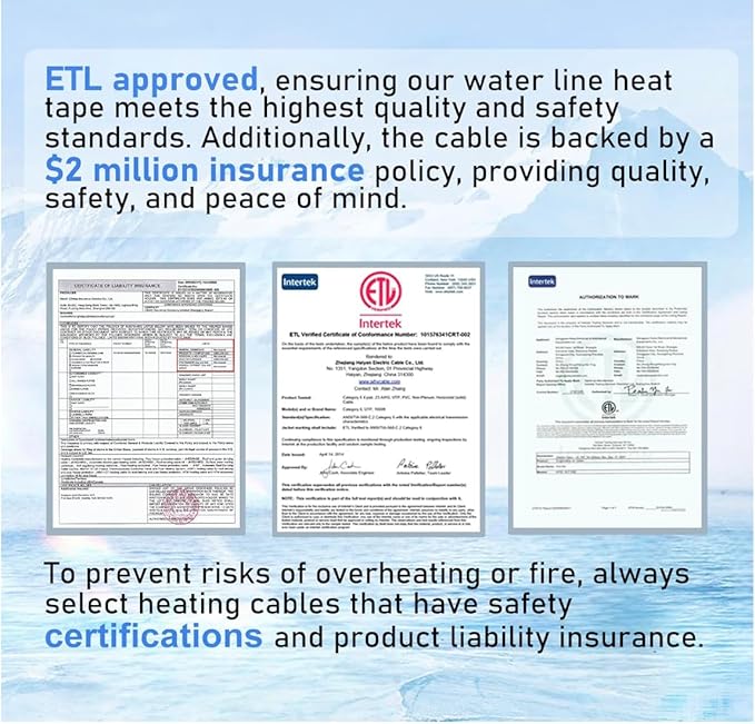 HEATIT JHSF1 Self Regulating Pre-Assembled Heating Cable with Spacer and Clips, Heat Tape for Roof Deicing and Pipe Freeze Protection,120V 5W/ft, 75FT