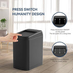 ELLO&ALLO Garbage Can Motion Sensor Trash Can 13 Gallon for Kitchen with Roll Up Lid, Automatic Touchless High-Capacity Black Waste Bin