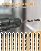 TITGGI 3/16" (10PCS) Masonry Drill Bit Set & Cement Drill Bits, Professional Concrete Drill Bit Set for Glass/Brick/Plastic/Cement/Wood/Tile/Etc, Industrial Strength Carbide Drill Bit Tip
