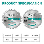 6-1/2 Inch Circular Saw Blade 40-Tooth & 60-Tooth, 5/8 Inch Arbor, Alternate Top Bevel Saw Blades for Cutting Wood, 2 Pack