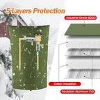 TOHONFOO Backflow Preventer Pipe Insulation Cover (5°F) - Irrigation Sprinkler Valve Insulated Pouch - Water Well Pump Cover - Sturdy 5 Layers for Winter Freeze Protection, 22" W x 34" H, Green