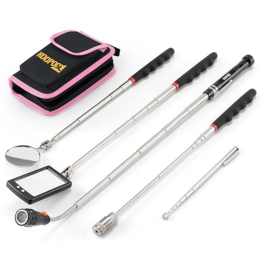 Telescoping Magnetic Pickup Tool Set, Inspection Mirror Telescoping, LED Flashlight, Cool Gadgets for Men, Gifts for Dad, Husband, Kids, Boyfriend, Magnet Stick