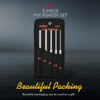HORUSDY 5-Piece Roll Pin Punch Set, 8-Inch Carbon Steel Pin Punch Tool Kit (1/8" to 3/8") with Storage Pouch for Gunsmithing, Watch & Jewelry Repair