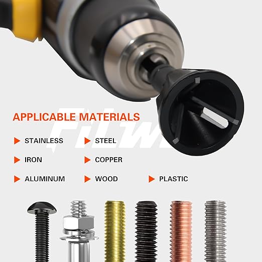 Deburring External Chamfer Tool, 1/8”-3/4”Sharp Tungsten Carbide Blades Deburring Hex Shank Drill Bit for Metal Rod Bolt Pipe 3D Printing PVC