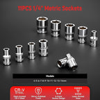 1/4" Socket Set, 43pcs Mini Ratchet Set, Metric Socket Wrench Set with S2 Bits, Small Ratchet, Compact Mechanic Tool Set for Car, Home & DIY Repairs(43pcs)