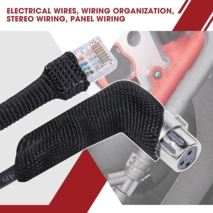Heat Shrink Braided Sleeving, 2:1 Ratio Shrinkable Fabric Tubing Sleeve Abrasion Protection Cable Wire Sheath (1"-25ft)