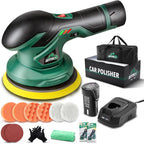 BATOCA - Cordless Car Buffer Polisher - 1pcs 2.0Ah 12V Lithium-ion Rechargeable Battery Powered Brushless Polisher with 6 Variable Speed, DA Orbital Buffer for Car Detailing, Polishing, Waxing