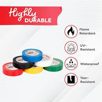XFasten Electrical Tape 3/4 Inch x 66 Feet 12-Pack (792 Feet Total) UL/CSA Listed High Temp Residue-Free Vinyl Automotive Electric Tape Waterproof (Multicolor, 3/4 Inch x 66ft (12-Pack 792 ft Total))