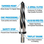 DKIBBITH 15/16" Bridge Construction Reamer Drill Bit, M2 HSS Taper Chucking Reamer for Steel Alloy Metal Wood Plastic, 1/2" Non-Slip Shank, 5-Spiral Flutes Car Reamer, to Align or Enlarge Holes, 24mm
