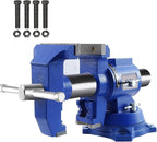 FATO Multipurpose Bench Vise 5 Inch Heavy Duty Ductile Iron 8800 Lbs Clamping Force, 360° Swivel Base, Anvil, Jaw Width 4.92", Jaw Opening 3.94", for Metalworking, Woodworking, DIY & Industrial, Blue
