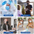 JMU Level 3 Black Disposable Face Mask, 4-Ply Medical Face Masks for Adults, 50 Pack