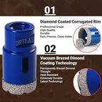 Drilax Pro Series 1-3/8 Inch Diamond Hole Saw for Angle Grinder – 5/8"-11 Thread – Dry Cutting Granite Drill Bit, Masonry Hole Saw & Quartz Countertop Drill Bit – Long Life 100+ Holes