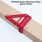Woodworking Square Ruler 22.5-90 Degree - Premium Carpenter's Scribing Tool with Angle Pin, Multi-Angle Measuring for Engineering & Construction