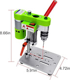 Mini Drill Press, Benchtop Drill Press, Electric Portable Drilling Machine, CNC 795 Motor, B10 Chuck, Drill Bit and Clamp for Wooden, Metal, Jewelry DIY and other DIY Crafts Projects, Green