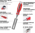 HAUTMEC 5-Piece Wood Chisel Set – High-Impact Drop-Forged CRV Steel, Fully Polished Beveled Edge Blades, Heavy-Duty Strike Cap & Extended Anti-Skid Handle – HT0365