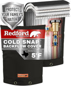 Redford Supply Co. Cold Snap (5°F) Backflow Preventer Insulation Cover, 20"W x 34"H, Pipe Insulation, Water Sprinkler Covers for Outside, Sprinkler Backflow Cover for Winter, Well Pump Bag (Black)