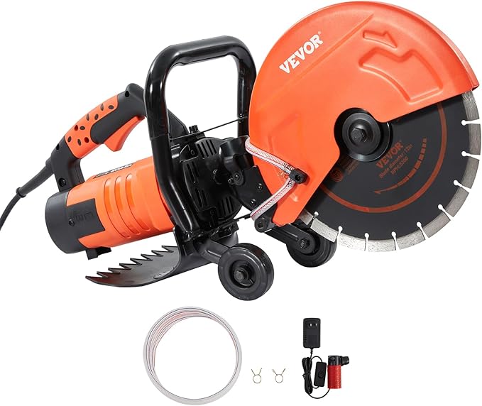 VEVOR Electric Concrete Saw, 12 in, 1800 W Motor Circular Saw Cutter with Max. 4.5 in & Demolition Jack Hammer, MAX 2200W Electric Jackhammer Heavy Duty, 1350 BPM