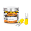 90PCS Fork Wire Connectors Insulated - Yellow 12-10 AWG M4 Stud Size #8 - U-Type Tinned Copper Spade Electrical Crimp PVC Terminals