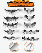 Pumpkin Carving Kit, 21 Pcs Stainless Steel Pumpkin Carving Stencils with 4 Halloween Carving Tools, Easy Safe and Durable for Kids Adults