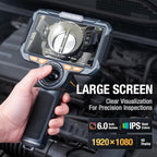 Teslong Dual Lens 360 Articulating Borescope with 6” Monitor, Inspection Camera with 4-Way Joystick Articulation, HD Steerable Endoscope with Light, See in Wall Engine Hole Camera(0.24inch-5FT)