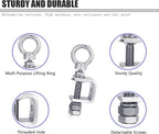 6-Pack Small C Clamps – 304 Stainless Steel Beam Clamps with M6 Screw Ring | Adjustable, Rust-Resistant I Beam Clamps for Ring Beams, Welding, Woodworking, Plants & Desk Use. Wide Jaw Openings (20MM)