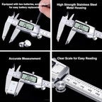 Kynup Digital Caliper 8 inch, Measuring Tool, Caliper Sets, Stainless Steel, Full Turn Off,Switch from Inch Metric Fraction, Micrometer Digital for Household, DIY(200MM)