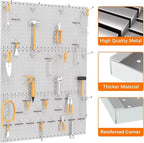 TORACK 3Pcs Metal Pegboard Panels(12x24 inch) for Wall Garage Utility Tools Storage Pegboard for Workbench, Modular Peg Board Tool Organizer Boards(Pack of 3, Grey)