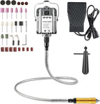 FlySkip Flex Shaft Rotary Tool with Foot Pedal Control,High-Powered 1200W Flex Shaft Grinder,30000RPM Hanging Grinding Machine 6.5mm Rotary Carver for Jewelry Polishing Grinding Sanding Metalworking