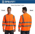 High Visibility Class 3 T Shirts，Hi Vis Safety Shirts with Reflective Strips and Pocket, Long Sleeve Quick Dry Mesh Construction Work Shirt for Men/Women Orange,5XL