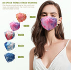 KN95 Face Masks 50 Pack Tie Dye Breathable Safety Respirator 5-Ply Multicolor Cup Dust Disposable KN95 Mask For Adult