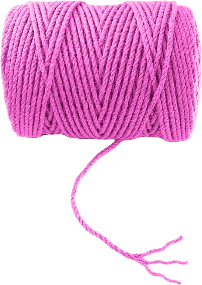 4mm x 500 Feet Pink Jute Rope, Twine for Gardening Tomato Climbing Plant Tie Floristry Crafts Gift Wrapping Packing Decor
