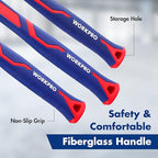 WORKPRO 5-Piece forge/Polish Steel Head, Fiberglass Handle Set - 32oz Rubber Mallet | 16oz Claw & Ball-Peen Hammers | 3lb Sledge | 22oz Double-Faced Mallet