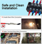 MILAPEAK Terminal Block and Strip - 6 Sets 4/5/6 Positions 600V 15A Dual Row Wire Screw Terminal Strip Block with Cover + 400V 15A Pre-Insulated Terminals Barrier Strips Jumpers (Black & Red)